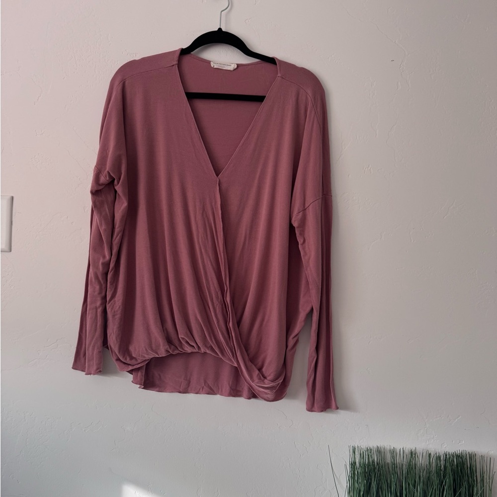 Double Zero Dusty Rose Faux Wrap Blouse